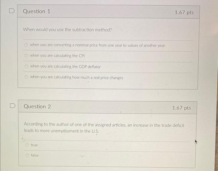 method? O when you are converting a nominal price from one year