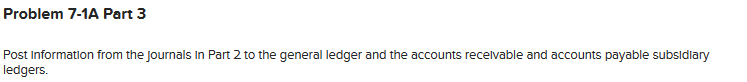 In Part ? to the general ledger and the accounts receivable and