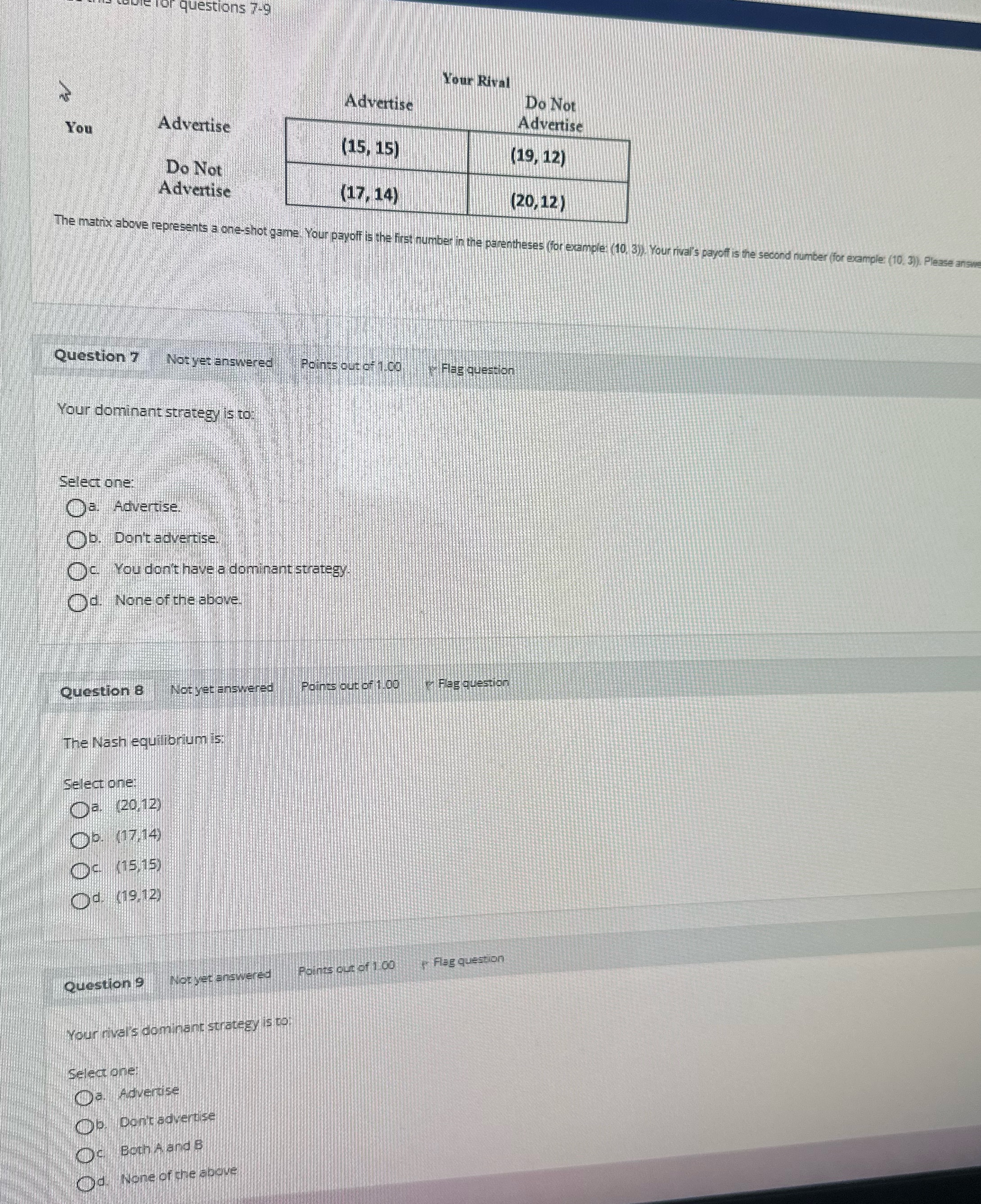 I don't understand this, but the table is used for questions 7-9.