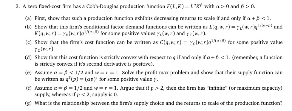 Please upload a handwritten answer 2. A zero fixed-cost rm has a