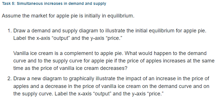 for apple pie is initially in equilibrium. 1. Draw a demand and