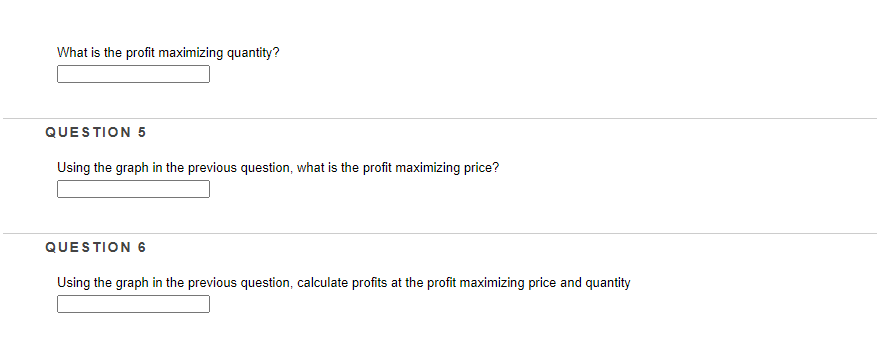 QUESTION 6 Using the graph in the previous question, calculate prots at