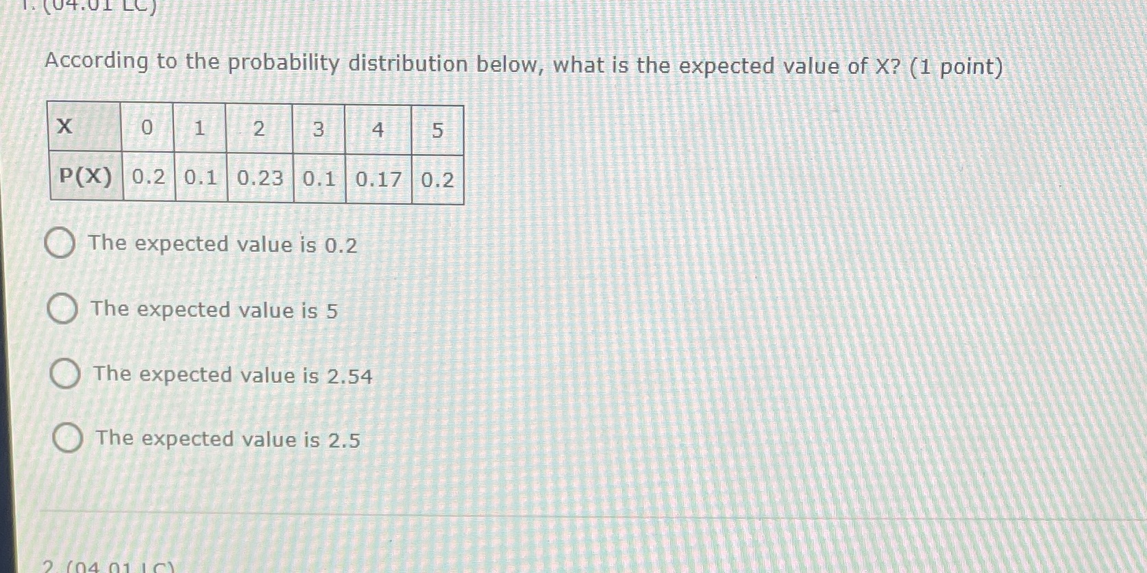 Help (U.UT LC) According to the probability distribution below, what is the