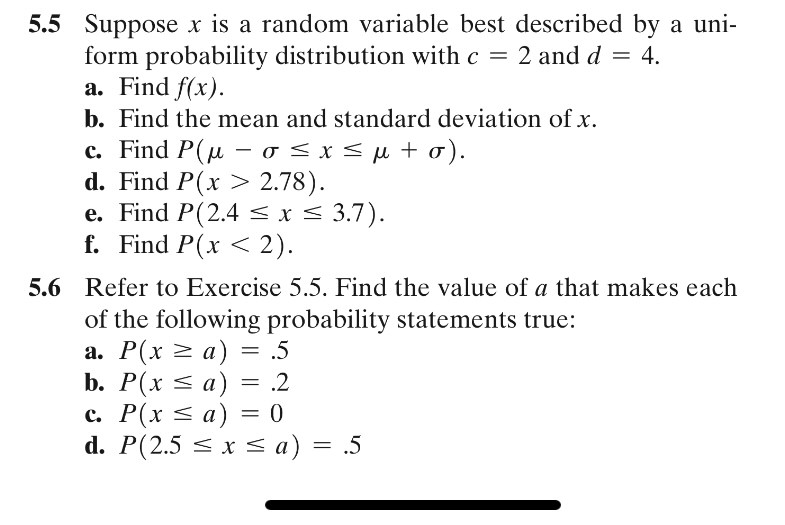 uni- form probability distribution with c = 2 and d = 4.