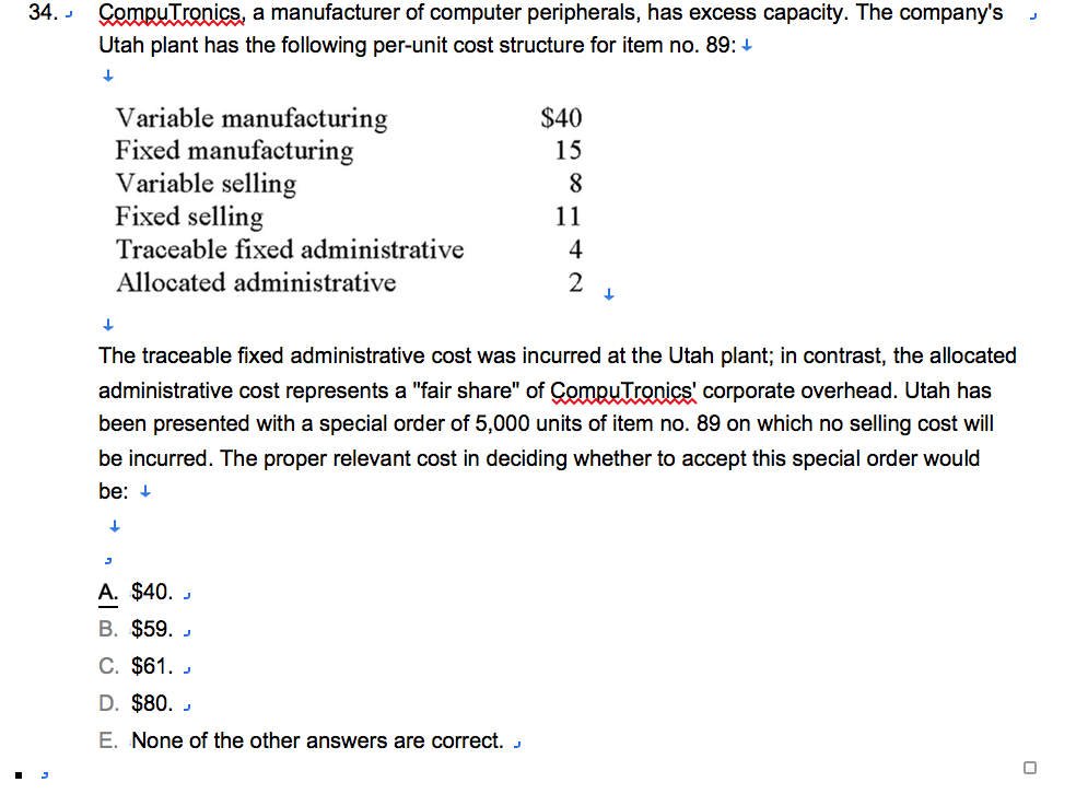 follows. \f32. .n Snyder. Inc., which has excess capacity. received a special
