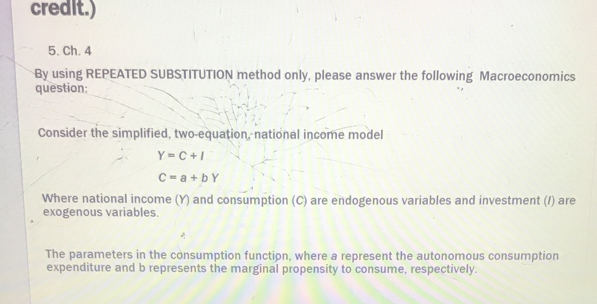 credit.) 5. Ch. 4 By using REPEATED SUBSTITUTION method only, please