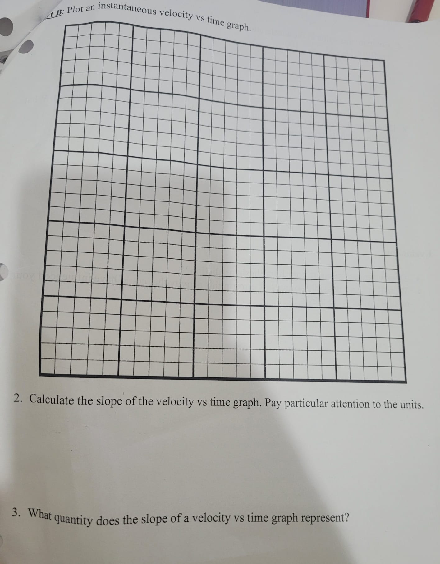 a displacement vs. time graph and (ii) a velocity vs. time graph