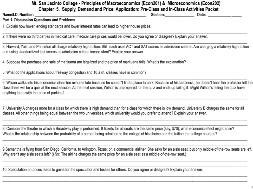 I need question 1,3,5,7,9 Mt. San Jacinto College - Principles of Macroeconomics