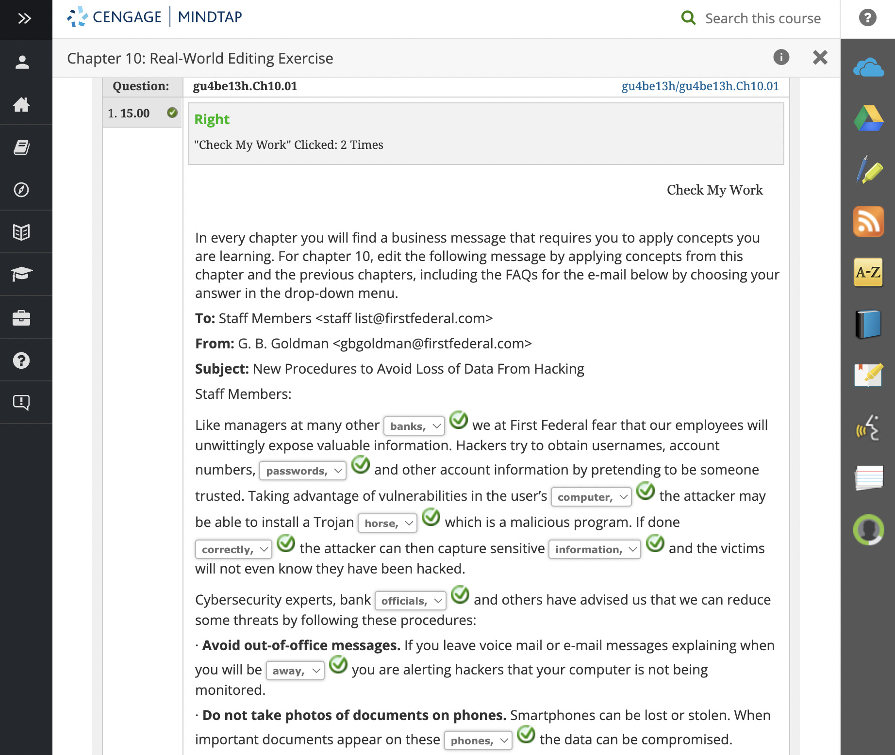 1' CENGAGE MINDTAP Q Search this course 9 It Chapter 10: