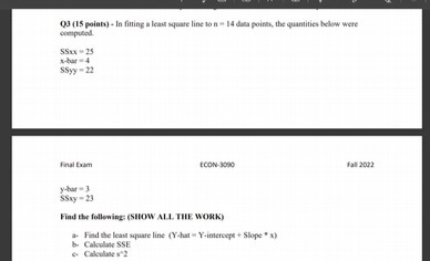  03 (15 points) - In finding a lead square line to