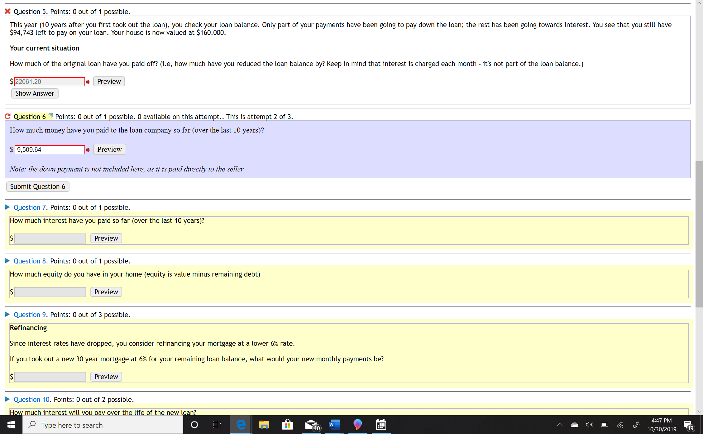 I need help figuring out the questions # 5-9 in the image.
