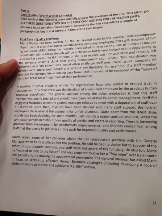 each of the following cases and fully answer the questions at the