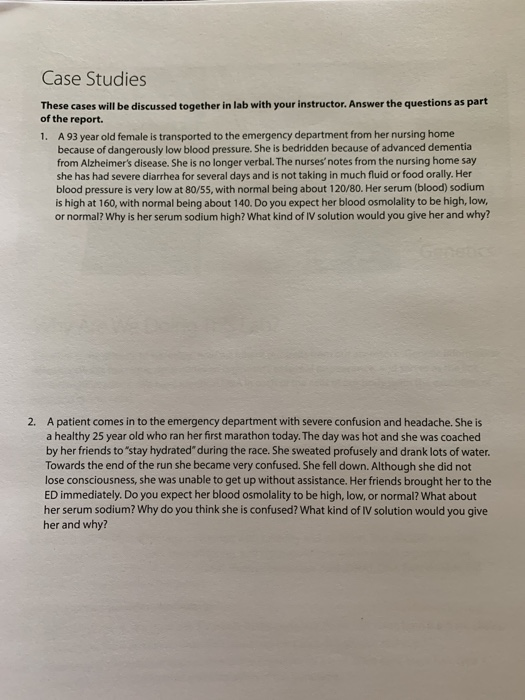 AND ONE FOR THE SECOND CASE). Answers must contain sufficient detail. Answers
