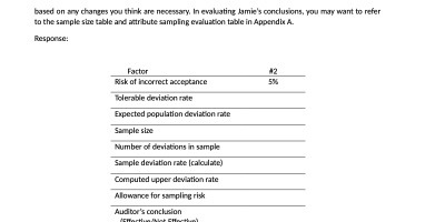 based on any changes you think are necessary. In evaluating Jamie's