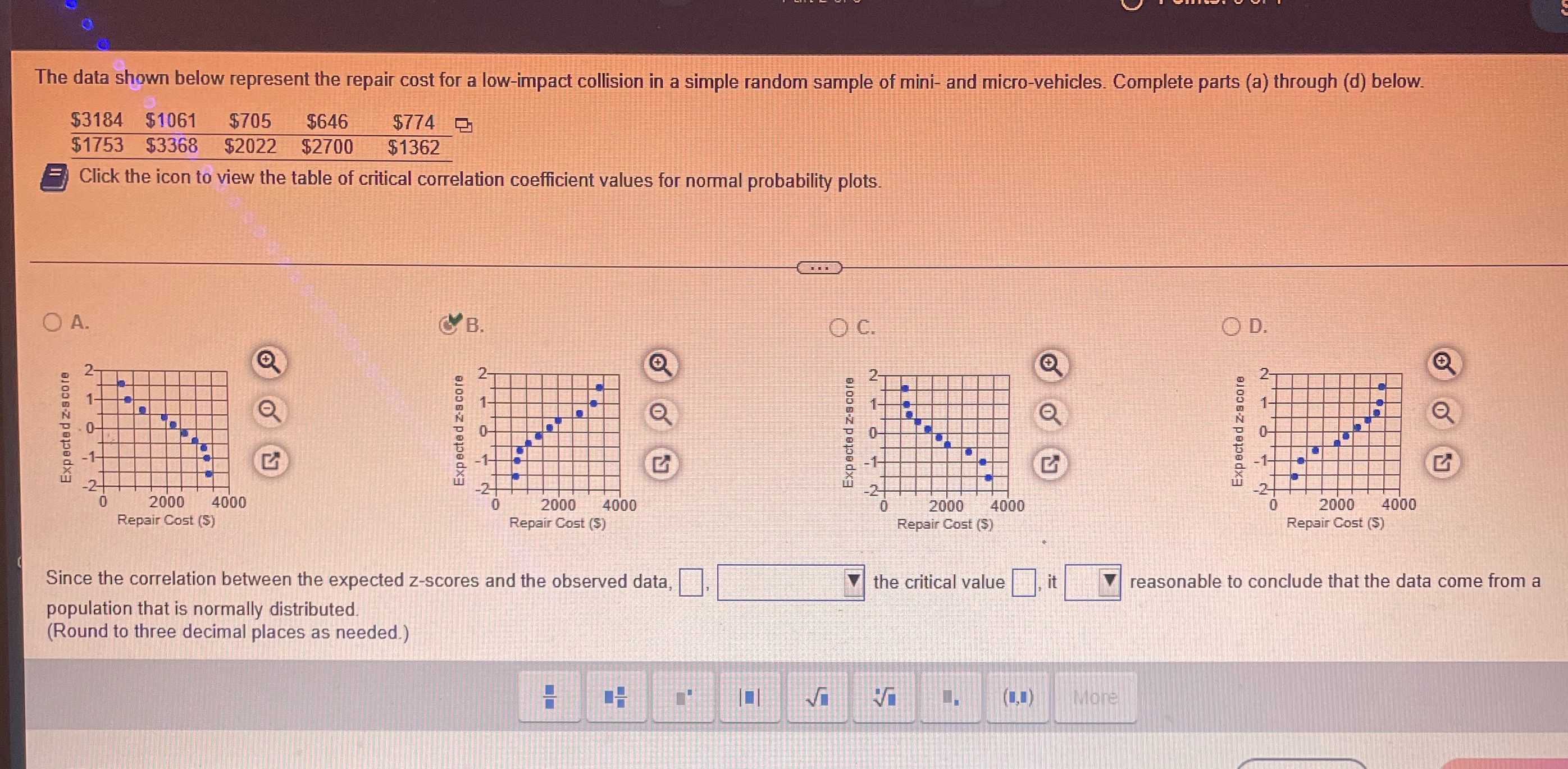 Please explain with details The data shown below represent the repair cost