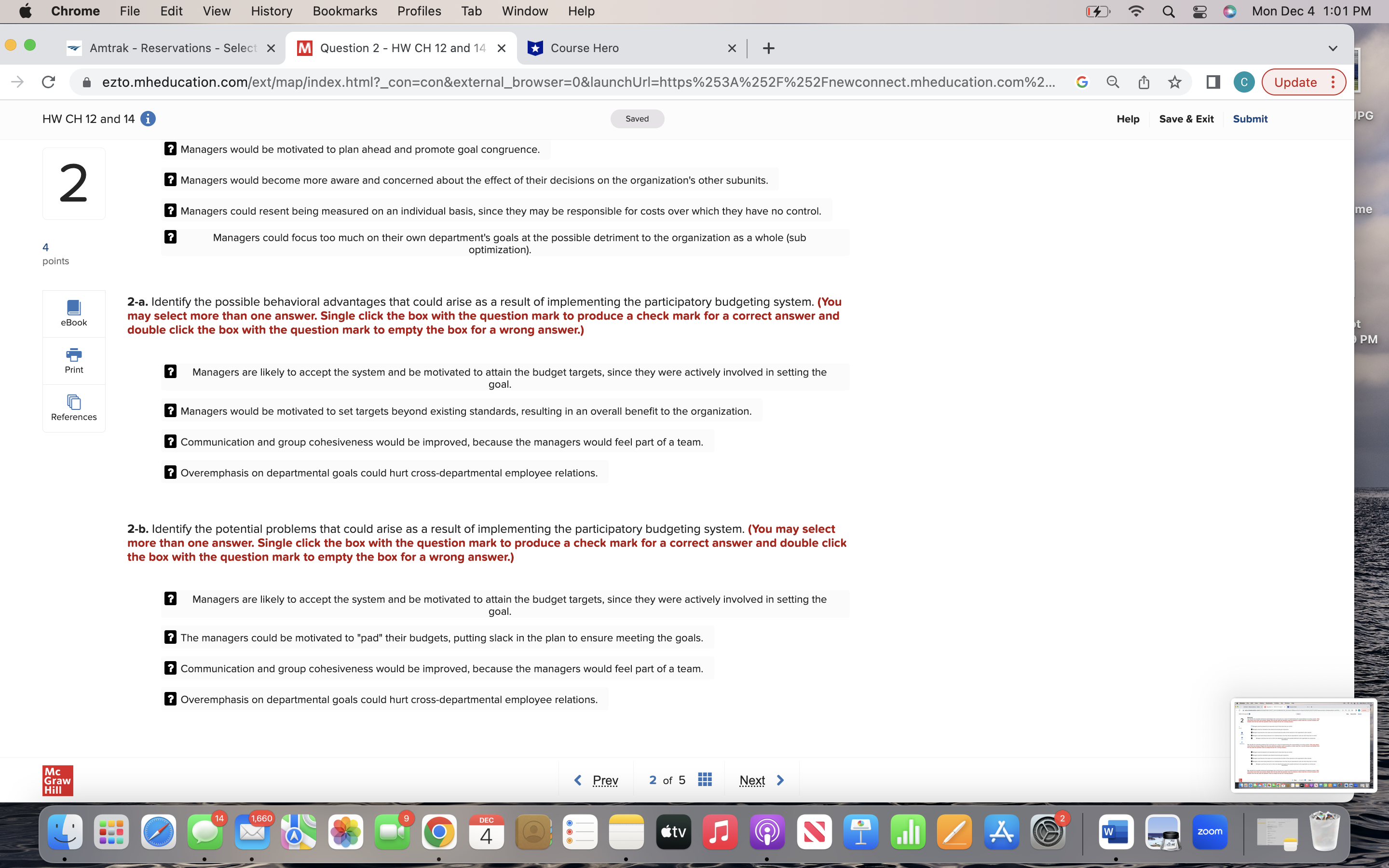 Amtrak-ReservationsSelec X m Questionz- HW CH 12 and1 X H Course Hero