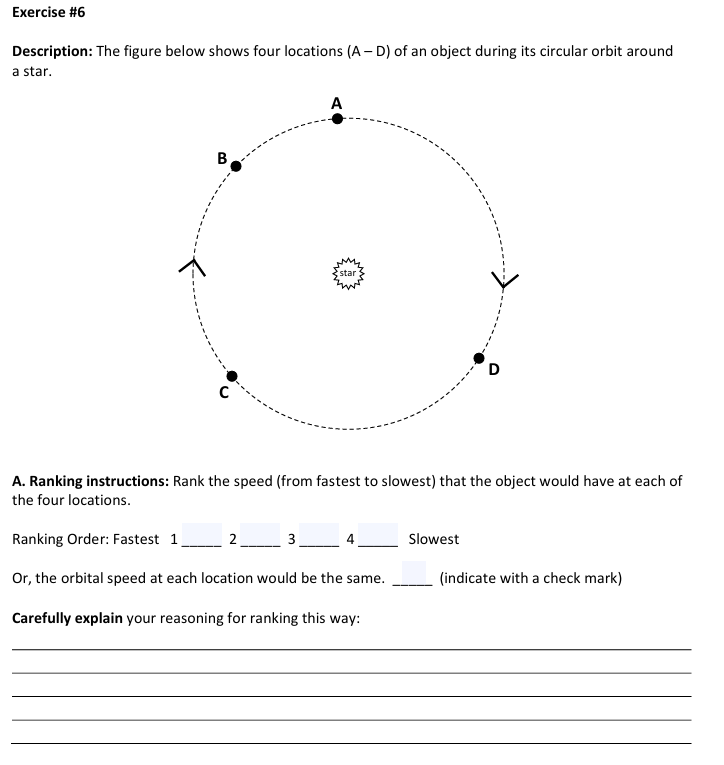 Exercise #6 Description: The figure below shows four locations (A D)