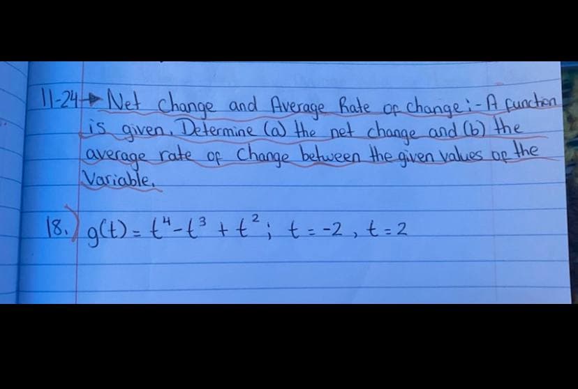 solve this 11- 24 - Net change and Average Rate of change
