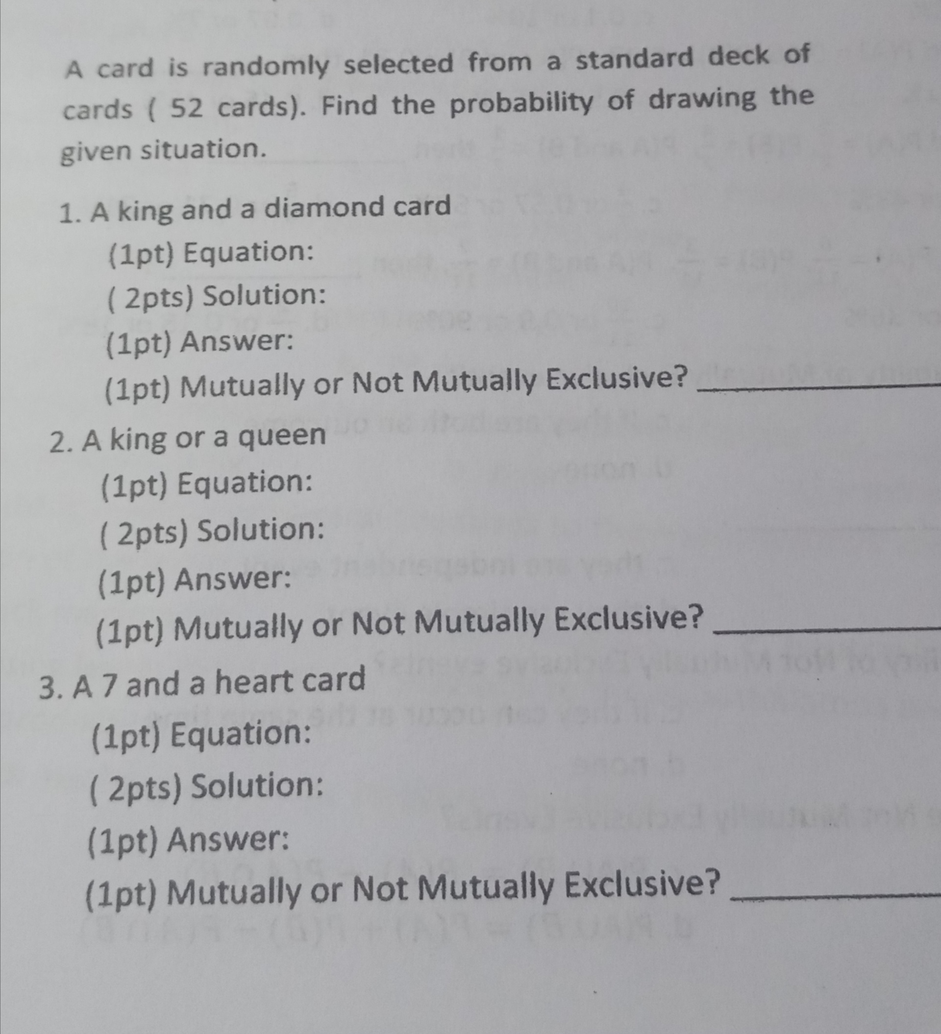 This is about illustrating mutually exclusive event and solving problems involving probability