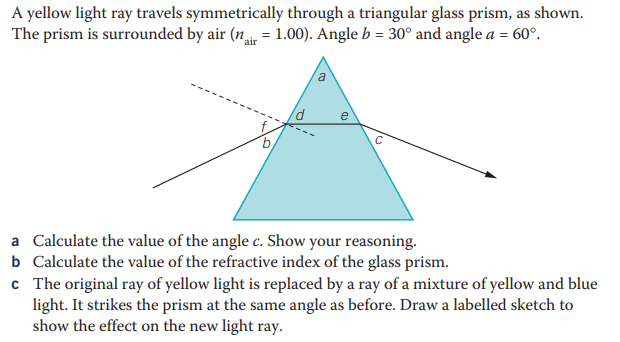 answer this physics question with working out A yellow light ray travels