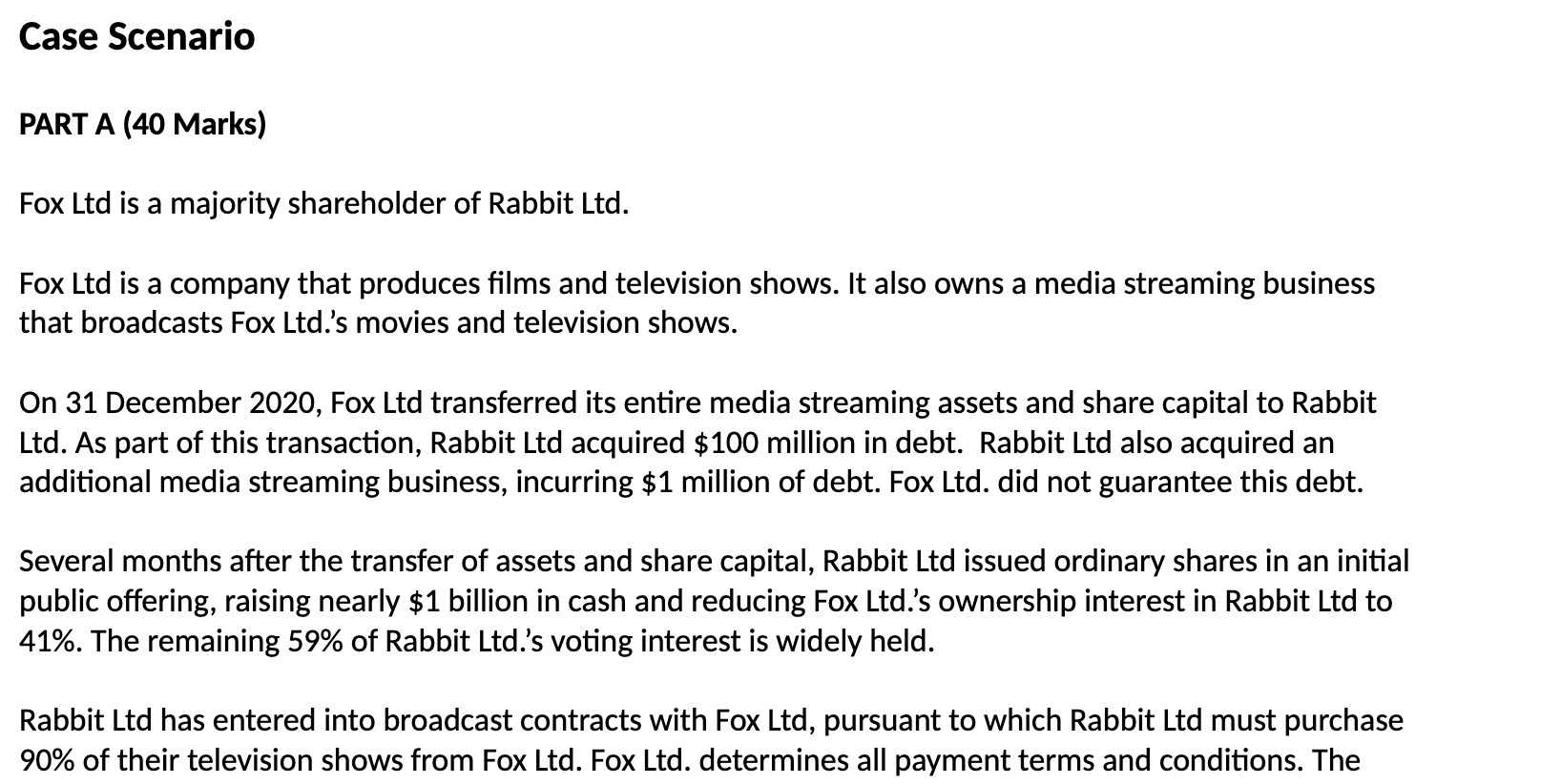 shareholder of Rabbit Ltd. Fox Ltd is a company that produces lms