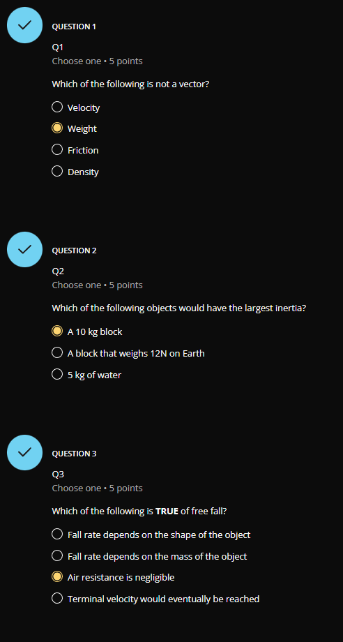  V QUESTION 1 Q1 Choose one . 5 points Which of