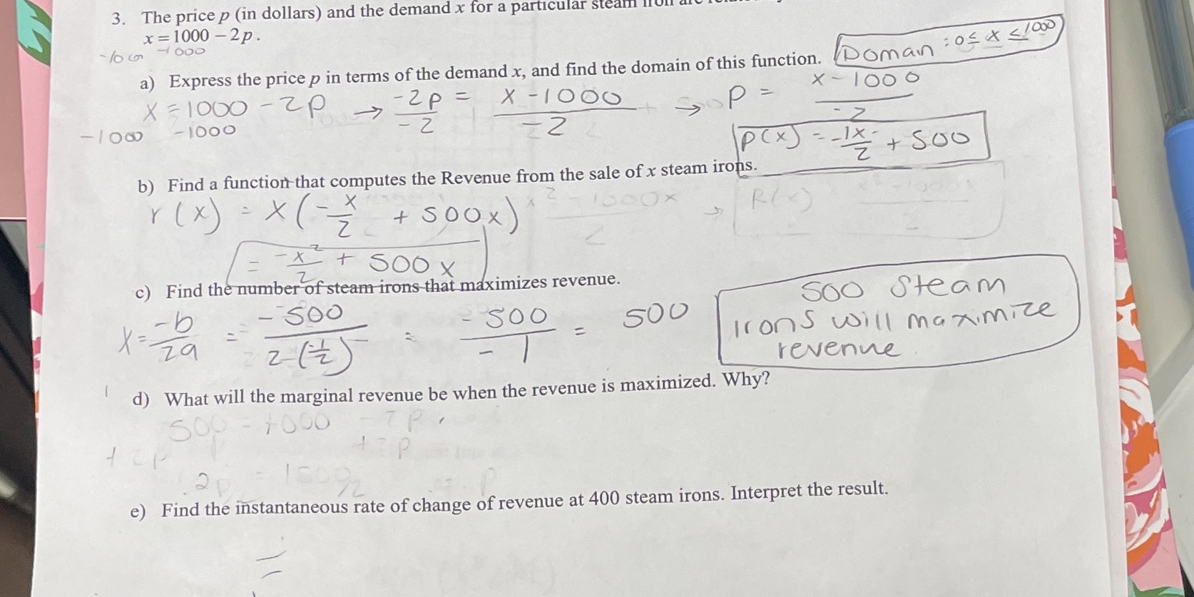 Ignore my work please. I really need help on part d and