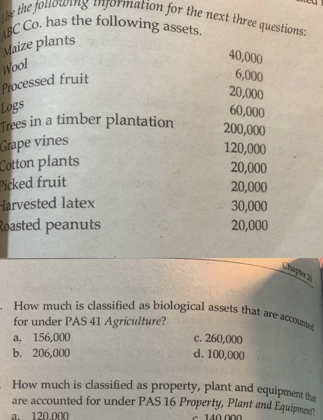  Ise the following information for the next three questions: ABC Co.