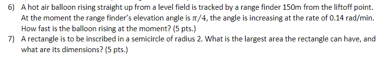 i NEED help with CALCULUS. PLEASE SHOW WORK THANK YOU so much