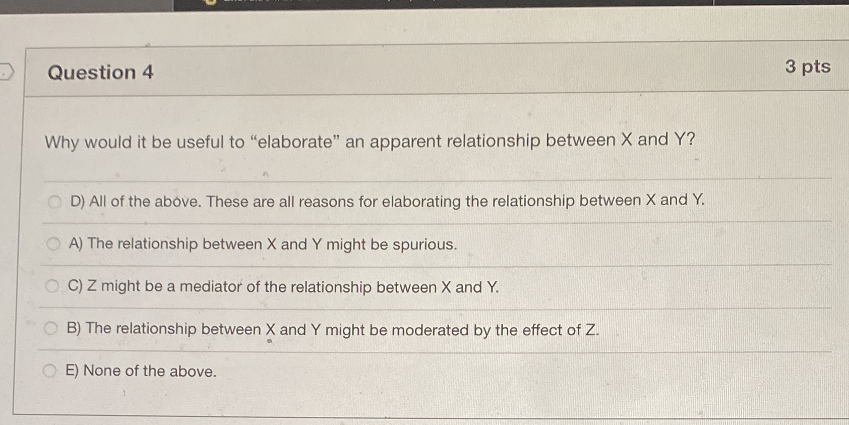 Question 4 3 pts Why would it be useful to "elaborate"
