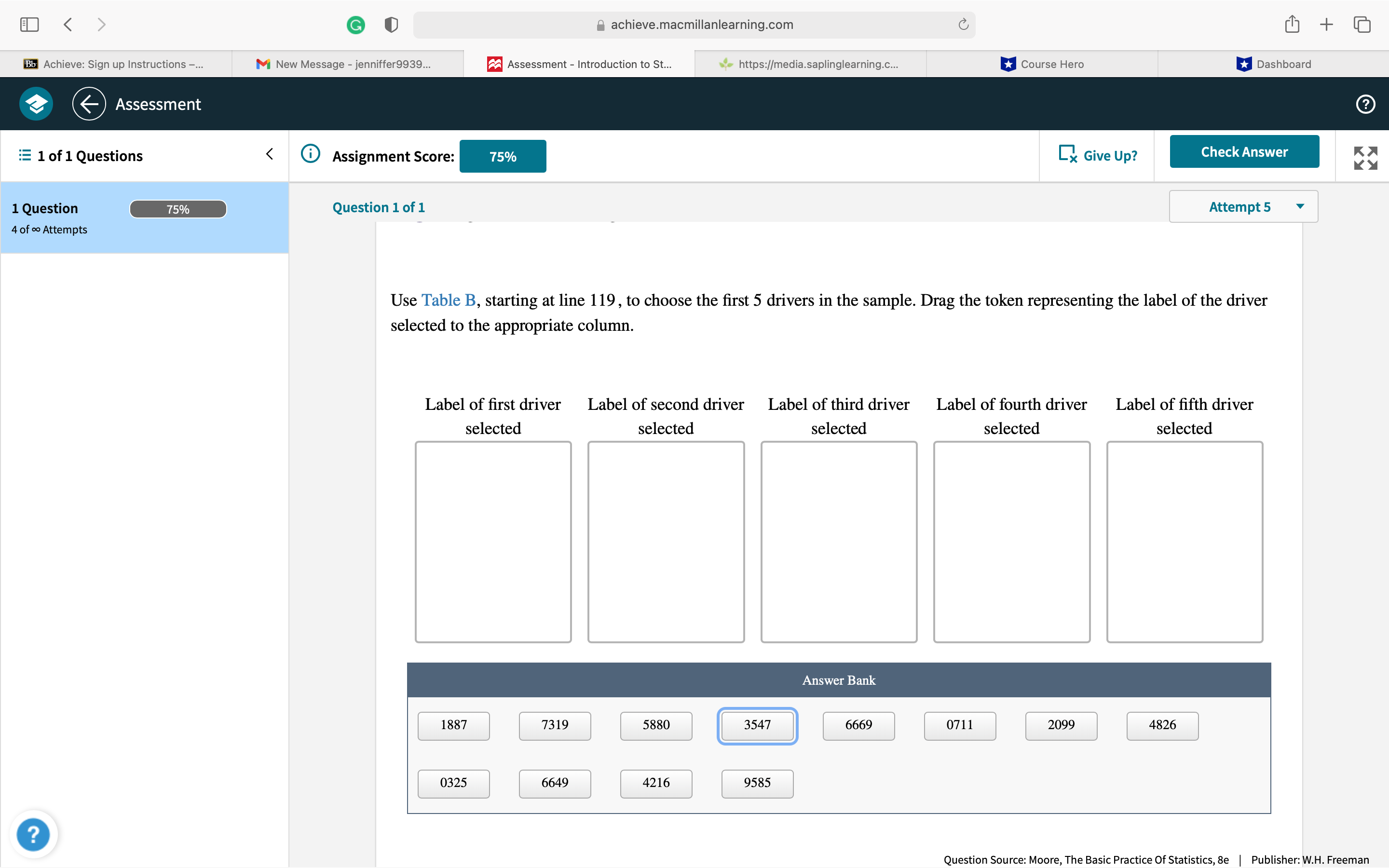 Message - jenniffer9939... Assessment - Introduction to St... https://media.saplinglearning.C... Course Hero Dashboard