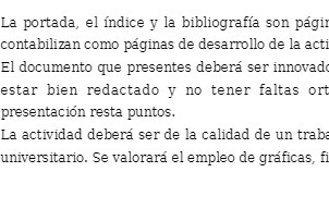 de desarrollo de la acti El documento que presentes deber ser estar
