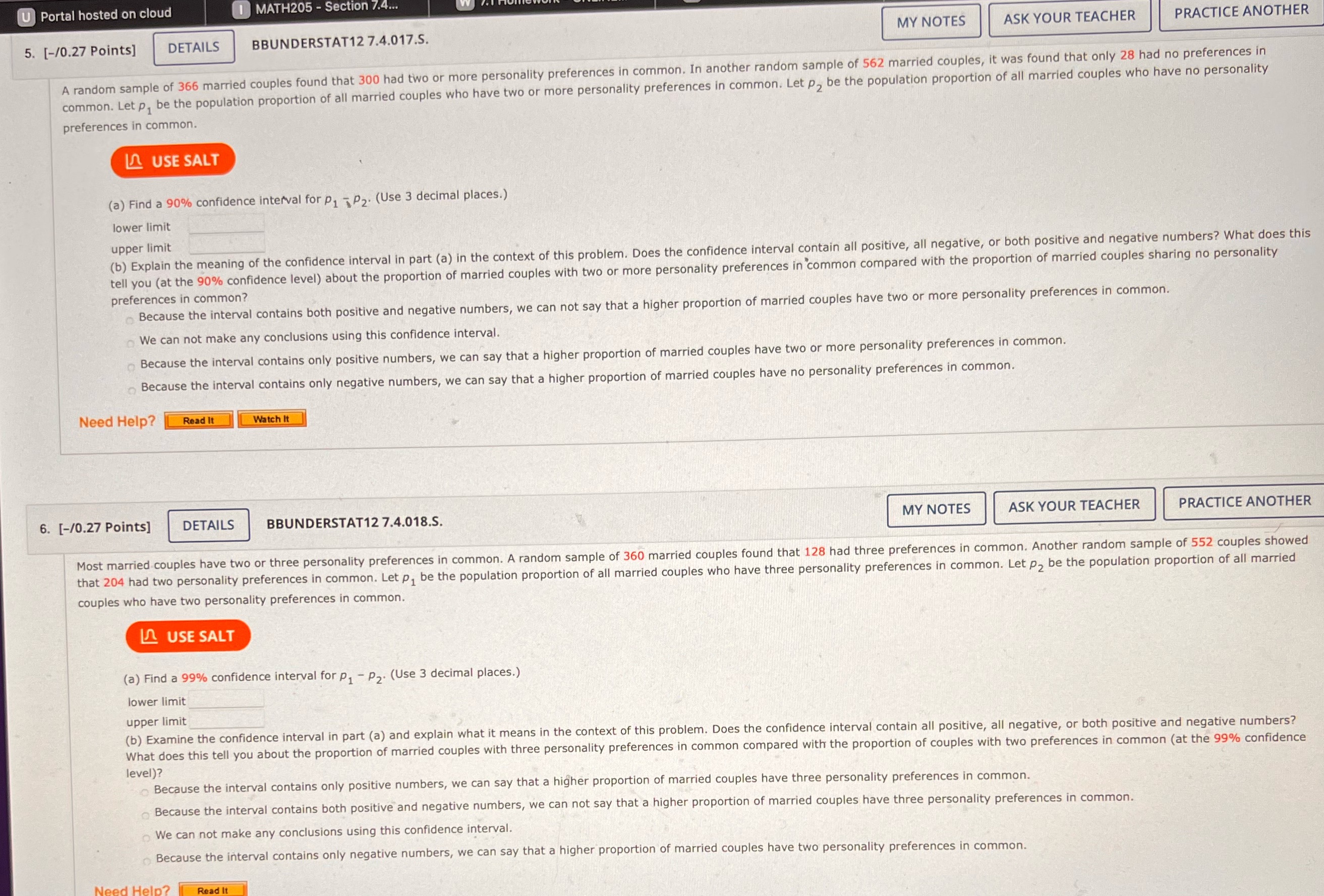  U Portal hosted on cloud 1 MATH205 - Section 7.4... DETAILS