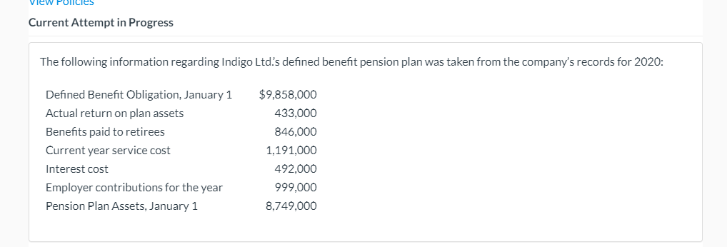 Please answer this question: view Follies Current Attempt in Progress The following