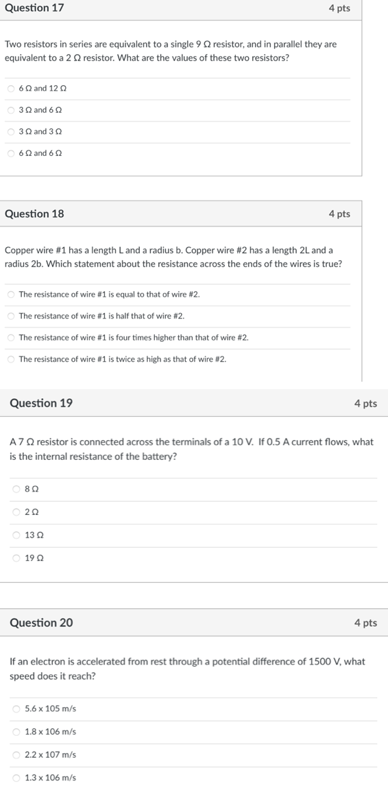 please answer all questions thank you Question 1 4 pts What