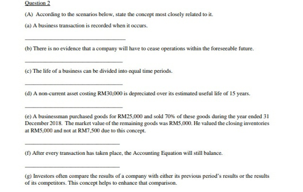 Help me with this question Question 2 (A) According to the scenarios