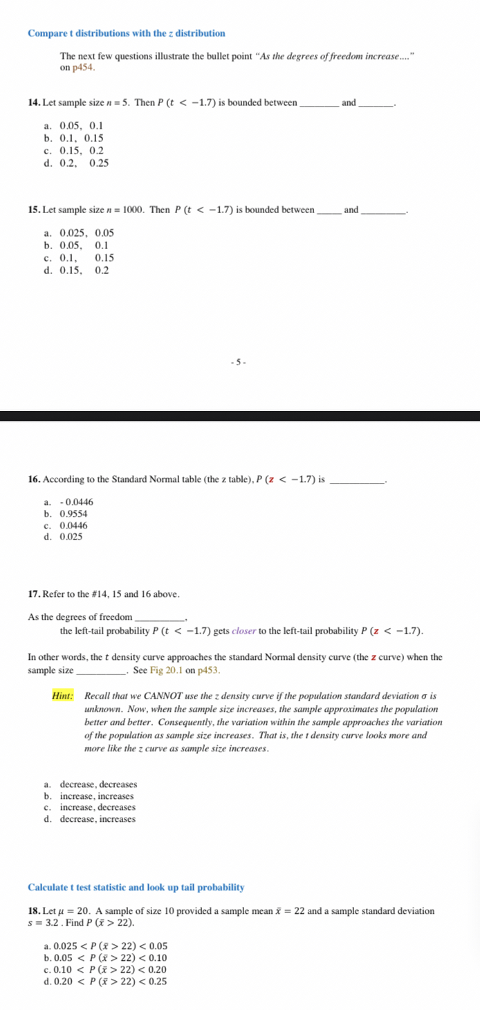 18). Hint: Notice the #18 and # 19 have the same answer.