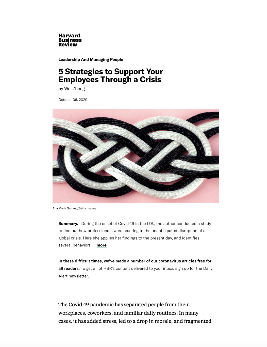 HBR article suggested getting employees involved in the decision-making process. In your