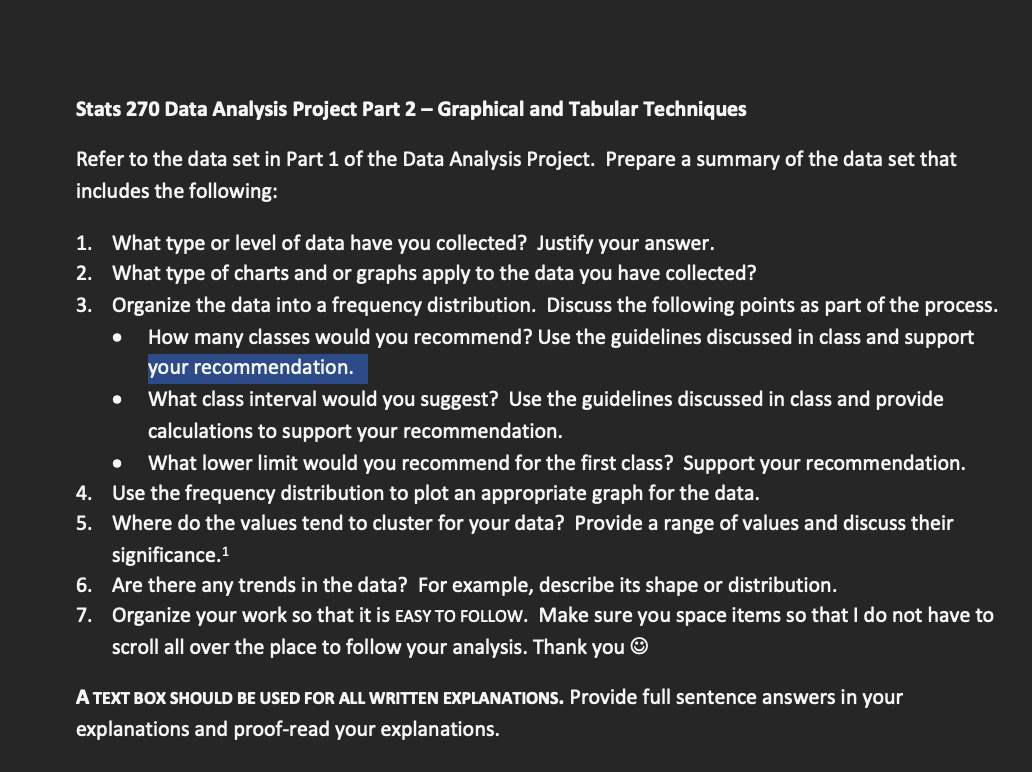 Techniques Refer to the data set in Part 1 of the Data