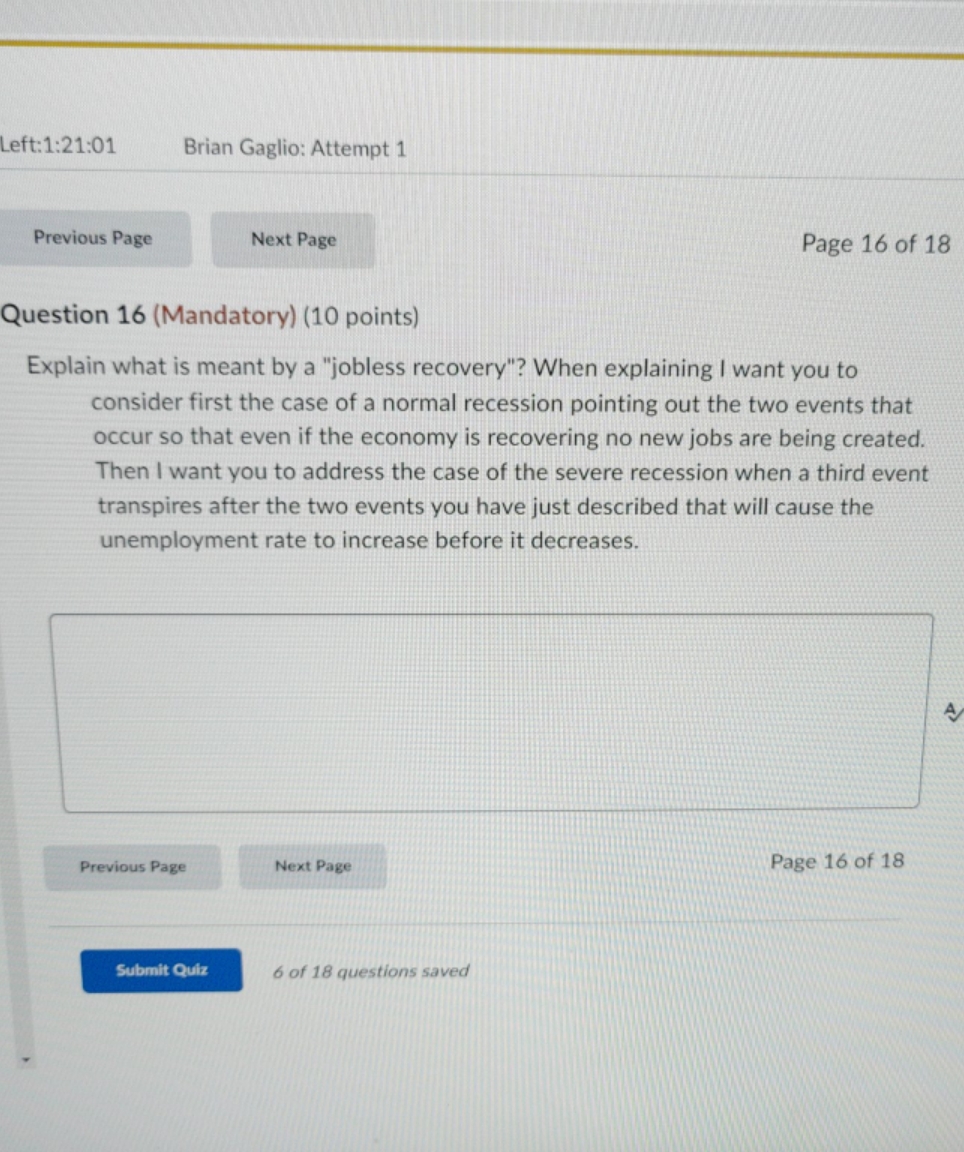 macro quiz help Left:1:21:01 Brian Gaglio: Attempt 1 Previous Page Next Page