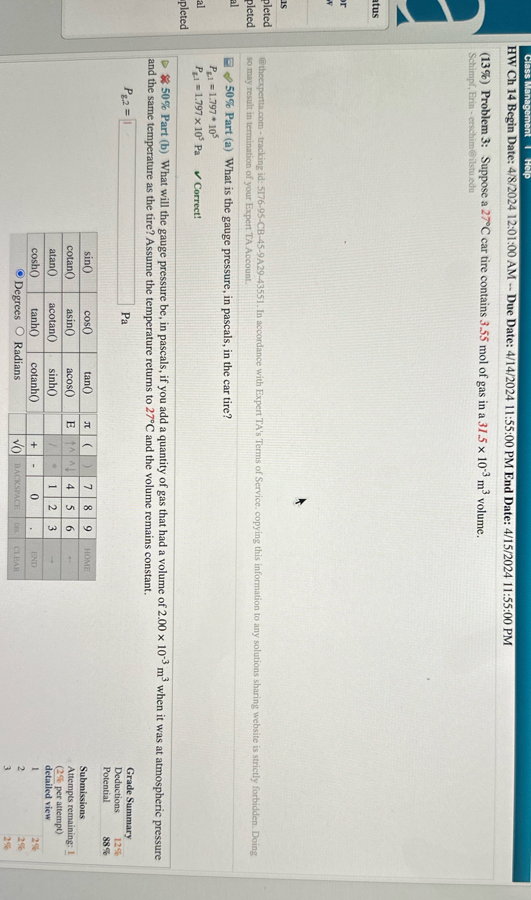 Need answers for part B HW Ch 14 Begin Date: 4/8/2024 12:01:00