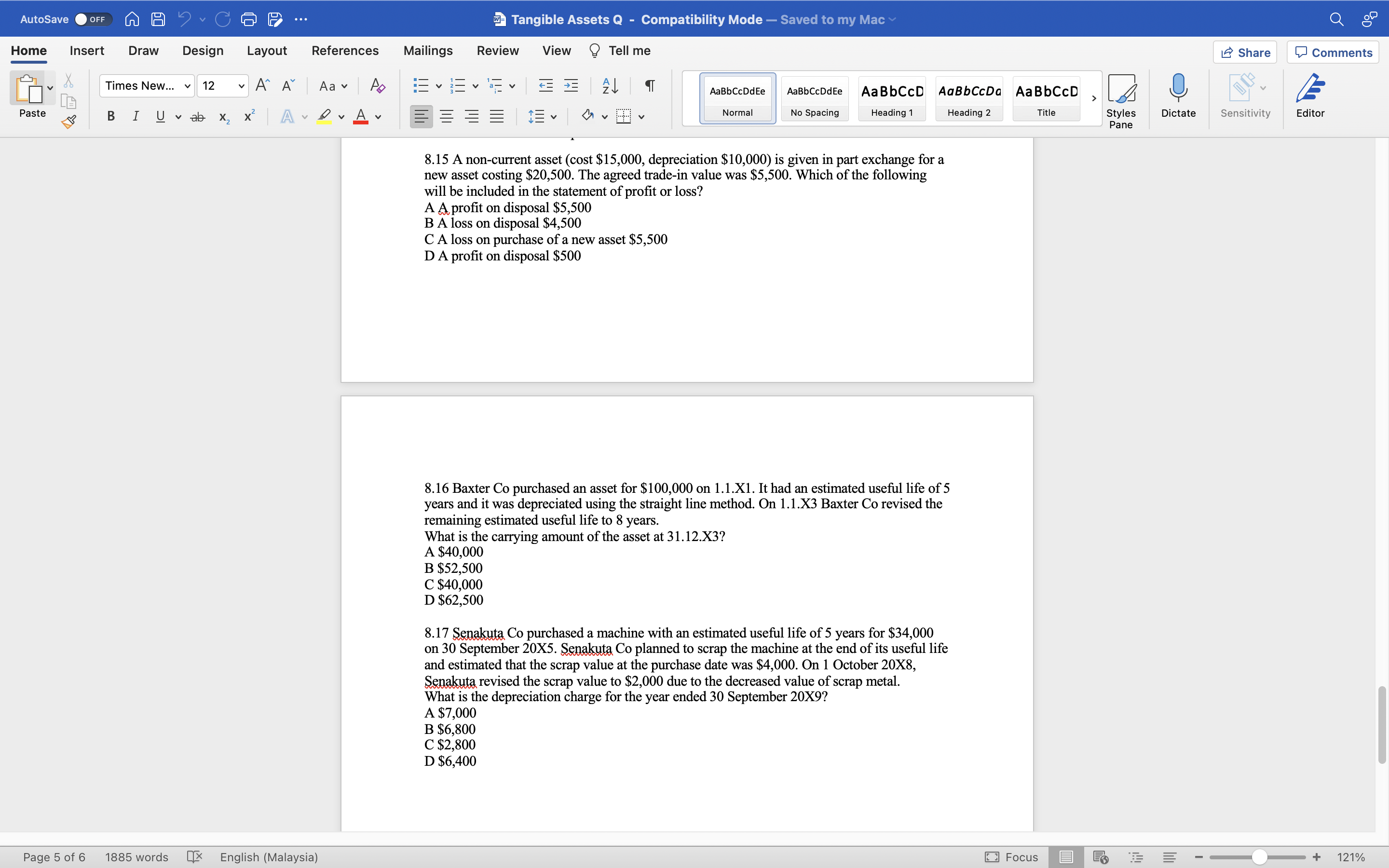 position to its estimated market value D To account for the 'wearingout'