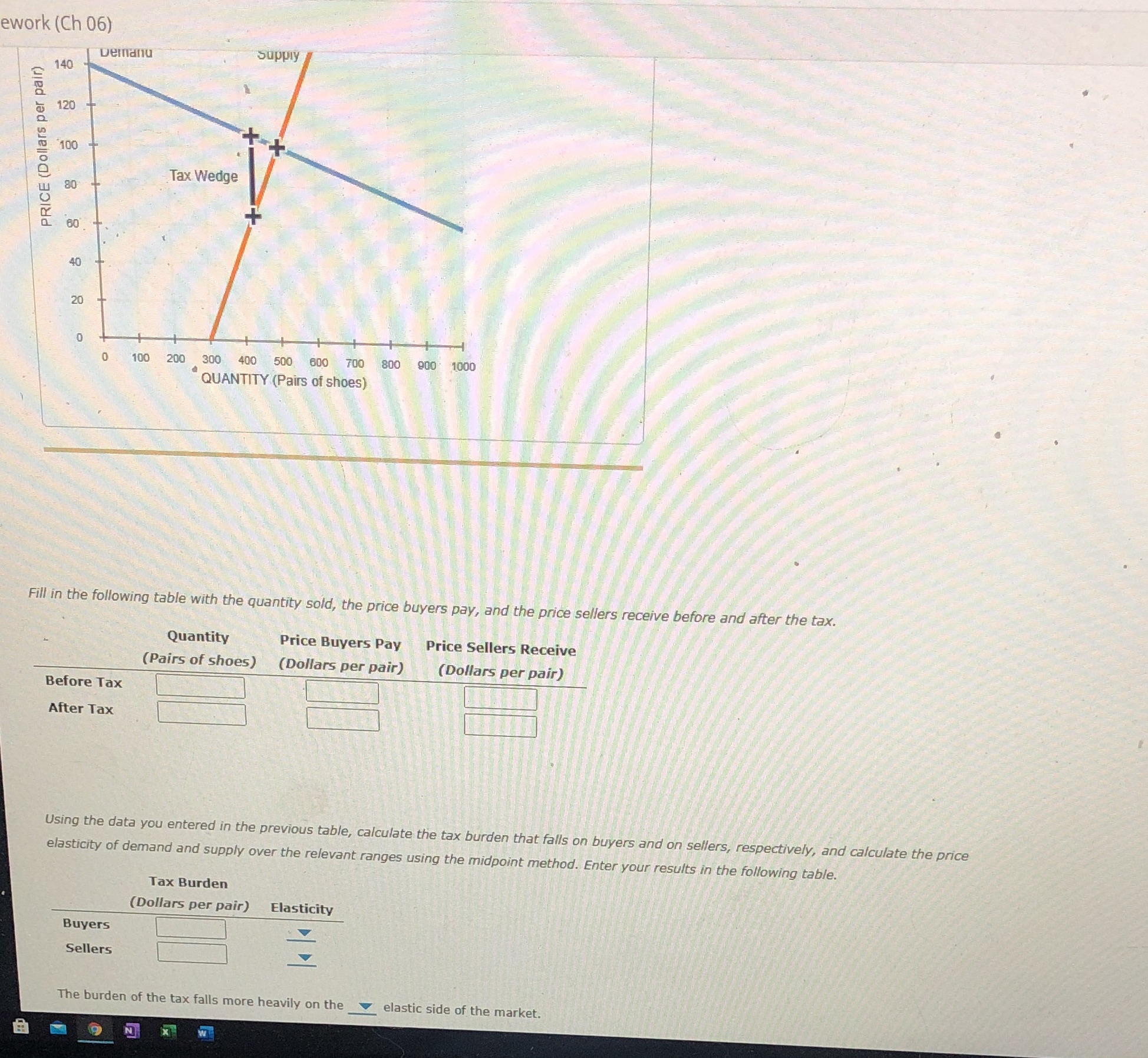 ework (Ch 06) Demanu Supply 140 120 PRICE (Dollars per pair)