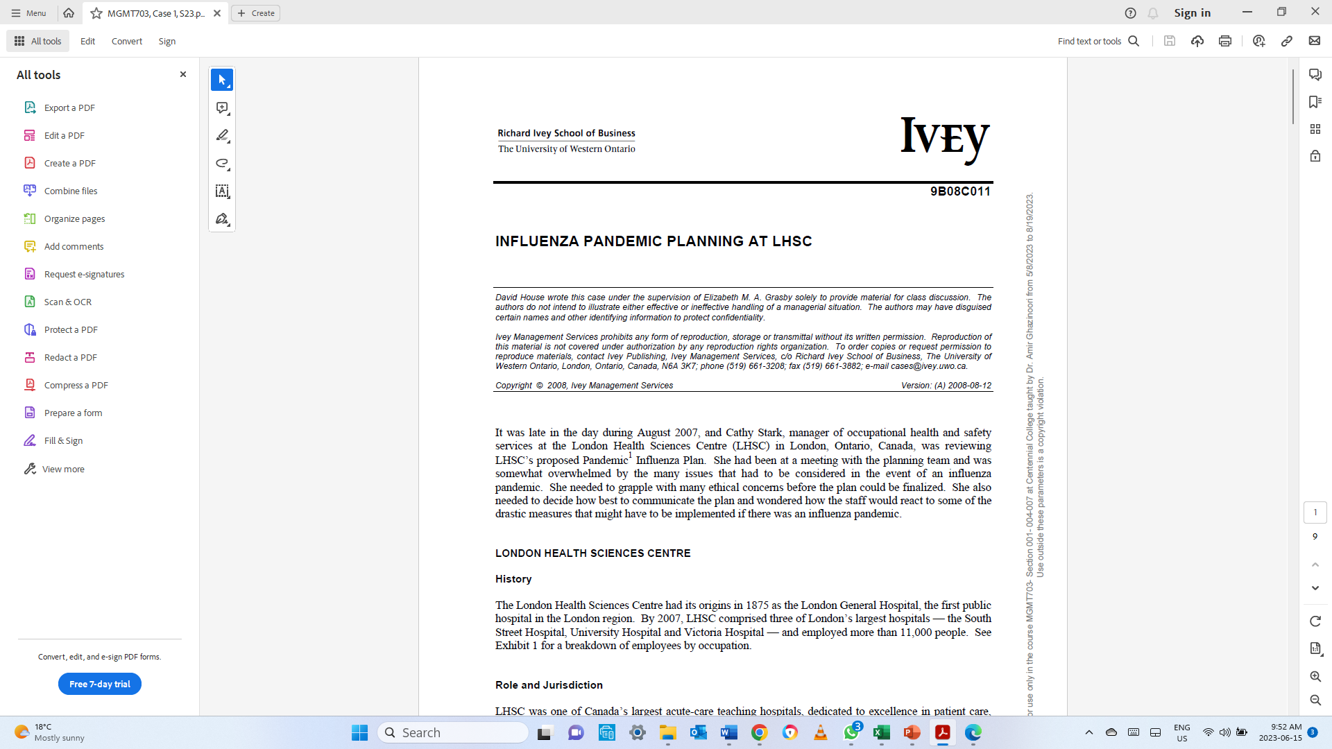 Protect a PDF Ivey Management Services prohibits any form of reproduction, storage
