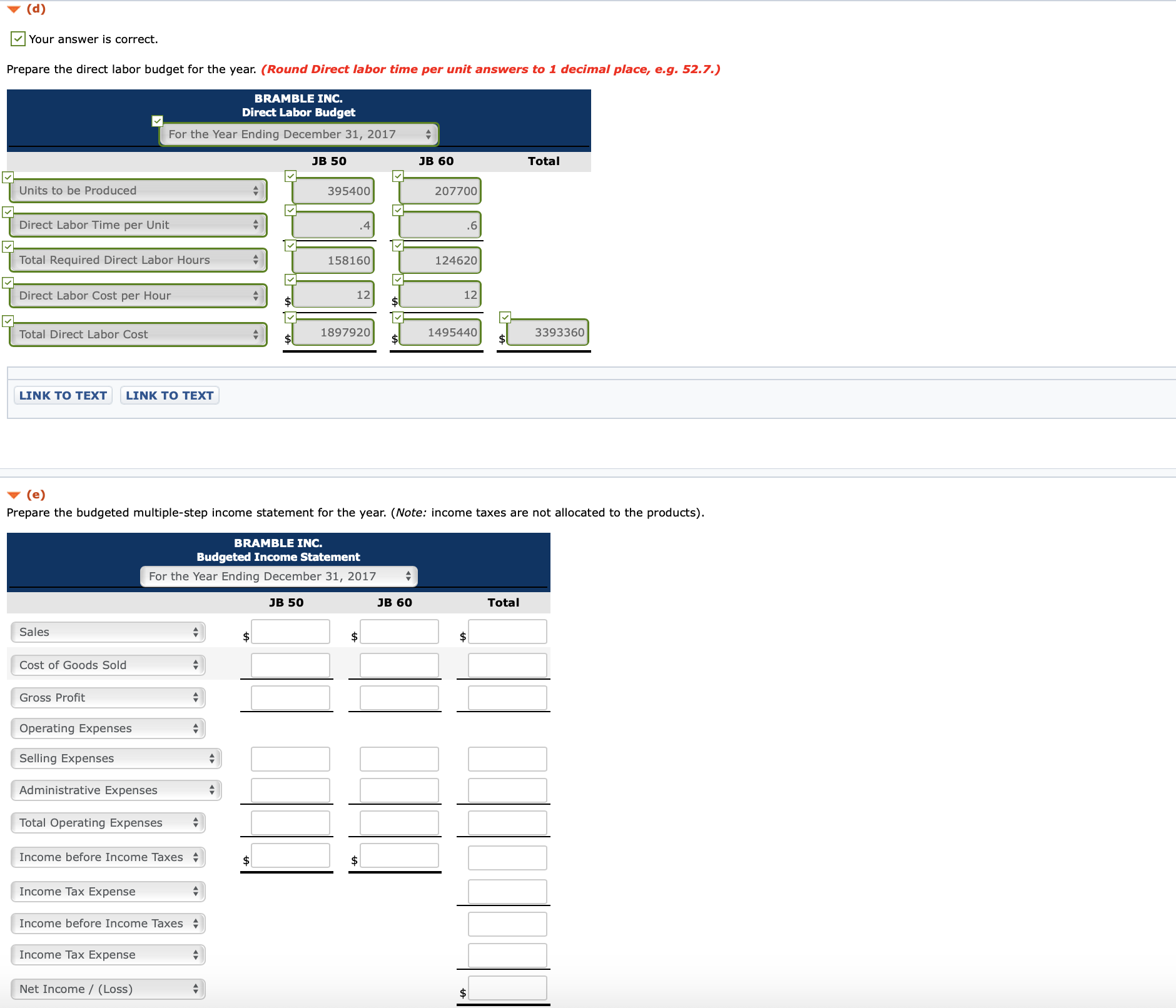 the data shown below. Product Product 1! 50 ll 50 Sales budget: