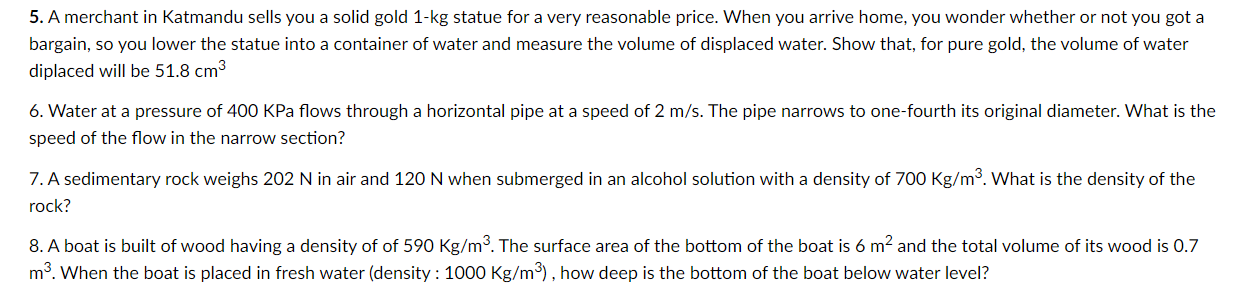 Also explain your answers.Total: 8 questions.QUESTIONS: 1.When a submarine dives to a
