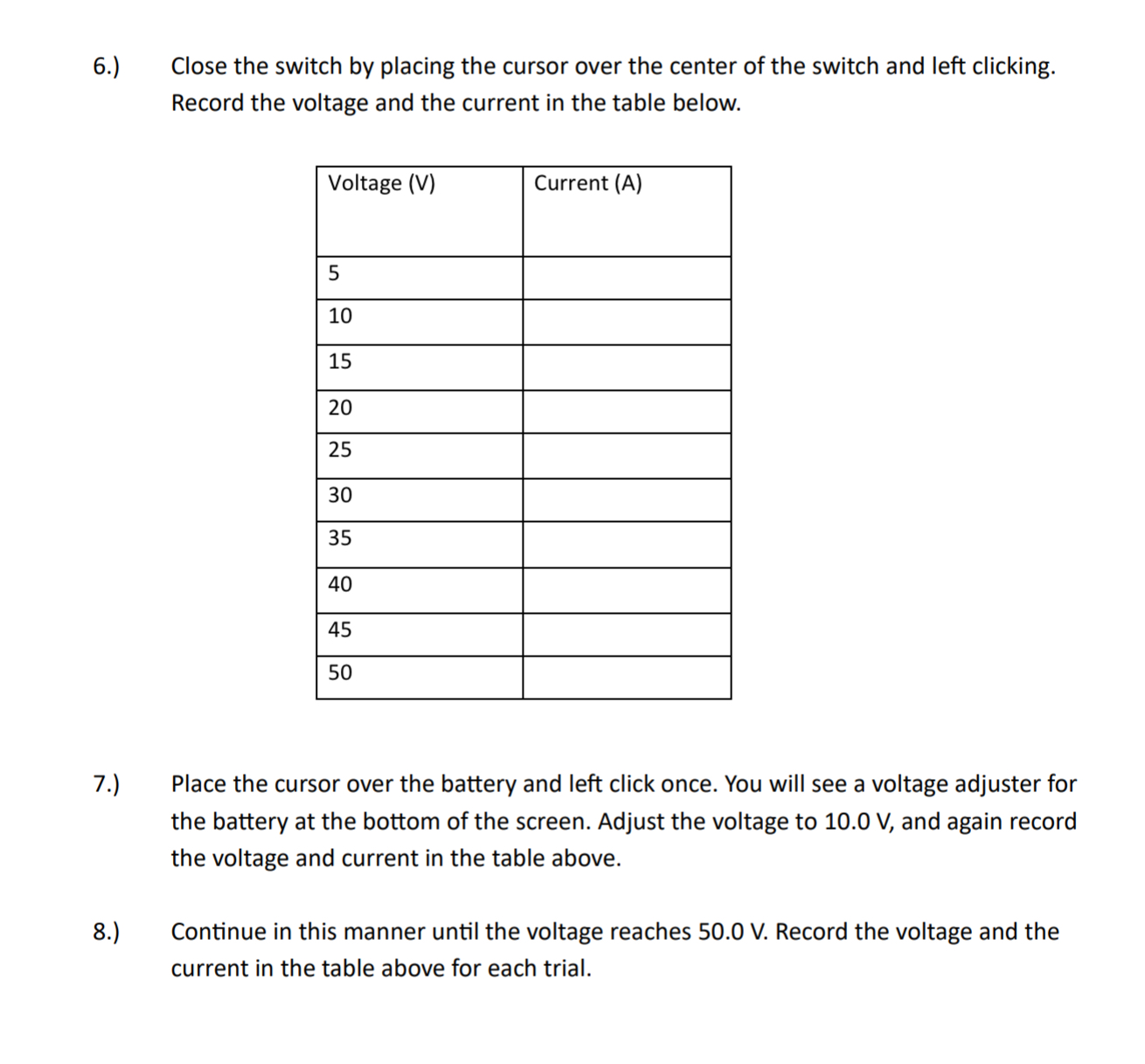  6.) Close the switch by placing the cursor over the center
