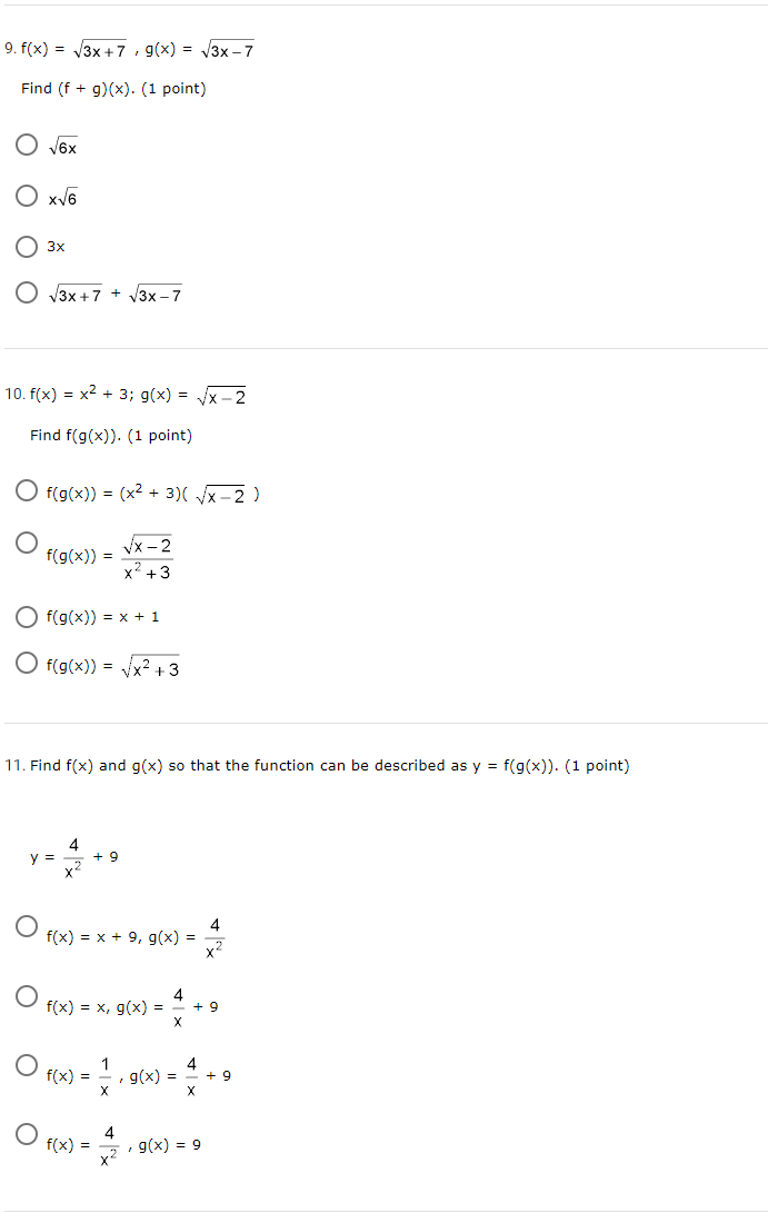 and constant. {1 point) 0 Increasing on x a: D; Decreasing on