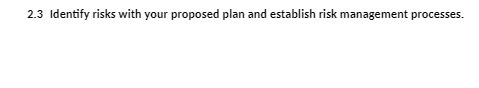 2.3 Identify risks with your proposed plan and establish risk management processes.
