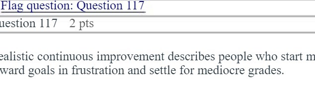  Flag question: Question 117 gestion 117 2 pts ealistic continuous improvement